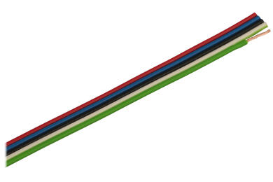 Wire; flat; TLWY; 5x0,124mm2; 0,124mm2; multicolor; PVC; -30...+70°C; 150V; 50m reel; Technokabel; RoHS