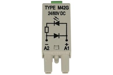 Moduł; sygnalizacyjny; zabezpieczający; LD M42G; 24÷60V; DC; zielony; polaryzacja A1+; do gniazda; szary; Relpol; RoHS