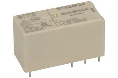 Relay; bistable; RT424F24; 24V; DC; DPDT; two coils; 8A; 250V AC; PCB trough hole; for socket; TE Conectivity; RoHS