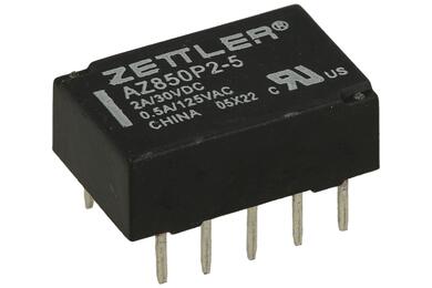 Przekaźnik; bistabilny; AZ850P2-5; 5V; DC; 2 styki przełączne; 2 cewki; 0,5A; 125V AC; 1A; 30V DC; do druku (PCB); do gniazda; Zettler; RoHS