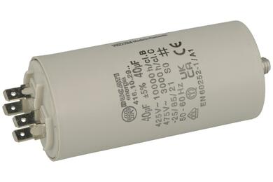 Capacitor; polypropylene; motor; 416102964; 40uF; 425V AC; fi 45x92mm; 6,3mm connectors; screw without nut; Ducati; RoHS