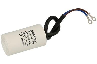 Capacitor; motor; CBB60F-8/450; 8uF; 450V AC; diam.35c60mm; with cables; SR Passives; RoHS