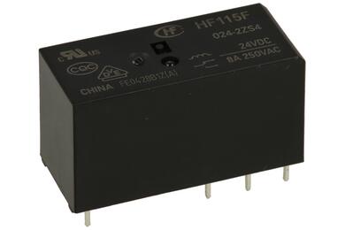 Relay; electromagnetic miniature; HF115F-024-2ZS4; 24V; DC; DPDT; 8A; 250V AC; for socket; PCB trough hole; Hongfa; RoHS