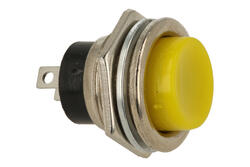 Switch; push button; PBS26BY; OFF-(ON); yellow; no backlight; solder; 2 positions; 2A; 250V AC; 16mm; 20mm