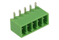 Terminal block; XY2500R-G-05P3.5; 5 ways; R=3,50mm; 7mm; 8A; 125V; through hole; angled 90°; closed; green; Xinya; RoHS