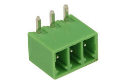 Terminal block; XY2500R-G-03P3.5; 3 ways; R=3,50mm; 7mm; 8A; 125V; through hole; angled 90°; closed; green; Xinya; RoHS