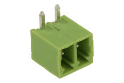 Terminal block; XY2500R-F-02P3.81; 2 ways; R=3,81mm; 7mm; 8A; 125V; through hole; angled 90°; closed; green; Xinya; RoHS