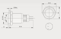 Switch; push button; PBW-22BP; OFF-(ON); 1 way; LED 12V backlight; blue; ring; momentary; panel mounting; 2A; 250V AC; 22mm; IP65; RoHS