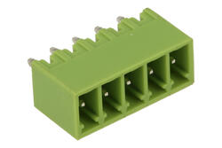 Terminal block; XY2500V-F-05P3.5; 5 ways; R=3,50mm; 9,1mm; 8A; 125V; through hole; straight; closed; green; Xinya; RoHS