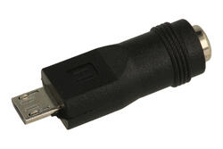 Adapter plug / socket; microUSB B; DC; WGDC; straight; silver; black; RoHS