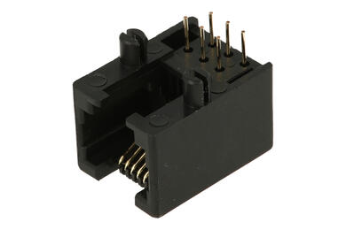 Socket; RJ12 6p6c; 5302-5321; through hole; angled 90°; low profile; black; gold plated; latch; RoHS