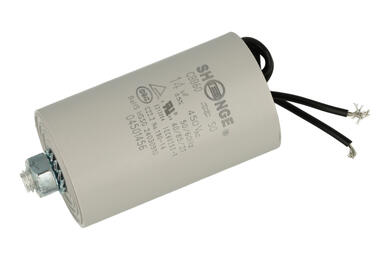 Capacitor; motor; CBB60; 14uF; 450V AC; fi 40x68mm; with cables; screw with a nut; Shenge; RoHS