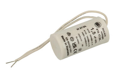 Capacitor; motor; polypropylene; 416172306; 1,5uF; 475V; fi 28x55mm; with cables; Ducati; RoHS