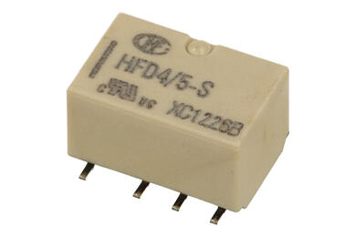 Relay; electromagnetic miniature; HFD4-5-S; 5V; DC; DPDT; 0,5A; 125V AC; 2A; 30V DC; PCB trough hole; PCB surface mounted; Hongfa; RoHS