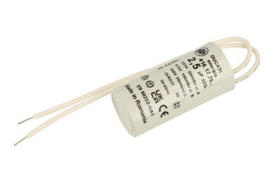 Capacitor; polypropylene; motor; 416177506; 2,5uF; 475V; fi 25x55mm; with cables; Ducati; RoHS