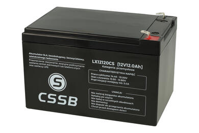 Rechargeable battery; lead-acid; maintenance-free; LX1212OCS; 12V; 12Ah; 151x98x94(100)mm; connector 6,3 mm; 3,96kg