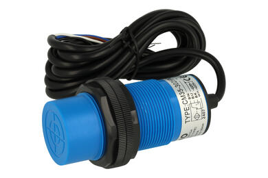 Sensor; capacitive; CM35-3025PC; PNP; NO/NC; 25mm; 6÷36V; DC; 200mA; cylindrical plastic; fi 35mm; 80,7mm; not flush type; with 1,5m cable; IP67; YUMO; RoHS