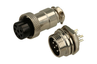 Connector socket + plug; microphone; NC/7p; 7 ways; for panel; 16mm; solder; 4A; 125V; IP55