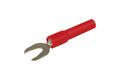 Adapter; Amass; 26.451.1; wtyk widełkowy / gniazdo bananowe 4mm; czerwony; 51mm; 36A; 60V; mosiądz niklowany; PA; RoHS Adapter; Amass; 26.451.1; wtyk widełkowy / gniazdo bananowe 4mm; czerwony; 51mm; 36A; 60V; mosiądz niklowany; PA; RoHS