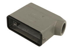 Connector housing; Han A; 19200161540; 16A; metal; angled 90°; for cable; one side cable entry; for single locking lever; entry for M20 cable gland; grey; IP65; Harting; RoHS Connector housing; Han A; 19200161540; 16A; metal; angled 90°; for cable; one side cable entry; for single locking lever; entry for M20 cable gland; grey; IP65; Harting; RoHS