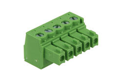 Łączówka; EC381V-05P; 5 torów; R=3,81mm; 11,1mm; 8A; 300V; na przewód; kątowe 90°; otwór kwadratowy; śruba prosta; śrubowy; pionowy; 0,2÷1,5mm2; zielony; Dinkle; RoHS Łączówka; EC381V-05P; 5 torów; R=3,81mm; 11,1mm; 8A; 300V; na przewód; kątowe 90°; otwór kwadratowy; śruba prosta; śrubowy; pionowy; 0,2÷1,5mm2; zielony; Dinkle; RoHS