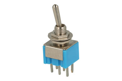 Switch; toggle; MTS202-A2.; 2*2; ON-ON; 2 ways; 2 positions; bistable; panel mounting; through hole; 3A; 250V AC; blue; 14mm Switch; toggle; MTS202-A2.; 2*2; ON-ON; 2 ways; 2 positions; bistable; panel mounting; through hole; 3A; 250V AC; blue; 14mm