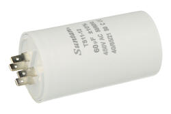 Capacitor; motor; TS11-12 4 450V 60uF; 60uF; 450V; diam. 50x95mm; 6,3mm connectors; Suntan; RoHS Capacitor; motor; TS11-12 4 450V 60uF; 60uF; 450V; diam. 50x95mm; 6,3mm connectors; Suntan; RoHS