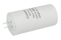 Capacitor; motor; TS11-12 4 450V 75uF; 75uF; 450V; fi 50x105mm; 6,3mm connectors; Suntan; RoHS Capacitor; motor; TS11-12 4 450V 75uF; 75uF; 450V; fi 50x105mm; 6,3mm connectors; Suntan; RoHS