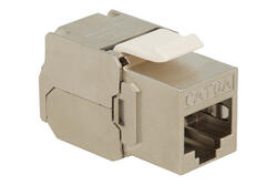 Gniazdo; Keystone; 2338-E; RJ45 cat 6a; na przewód; zatrzaskowe; proste; srebrny Gniazdo; Keystone; 2338-E; RJ45 cat 6a; na przewód; zatrzaskowe; proste; srebrny
