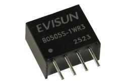 Przetwornica; B0505S-1WR3; konwerter DC/DC; 5V (4,5÷5,5)V; DC; 5V; DC; 200mA; 1W; izolowany; 1,5kV; SIL4; przewlekany (THT); EVISUN; RoHS Przetwornica; B0505S-1WR3; konwerter DC/DC; 5V (4,5÷5,5)V; DC; 5V; DC; 200mA; 1W; izolowany; 1,5kV; SIL4; przewlekany (THT); EVISUN; RoHS