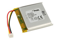 Akumulator; Li-Po; LP574036; 3,7V; 850mAh; 5,7x40x36mm; Zabezpieczenie PCM; 3 piny; konektor; z przewodem; AKYGA; RoHS Akumulator; Li-Po; LP574036; 3,7V; 850mAh; 5,7x40x36mm; Zabezpieczenie PCM; 3 piny; konektor; z przewodem; AKYGA; RoHS